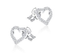 Heart With CZ Stone Silver Ear Stud STS-5119